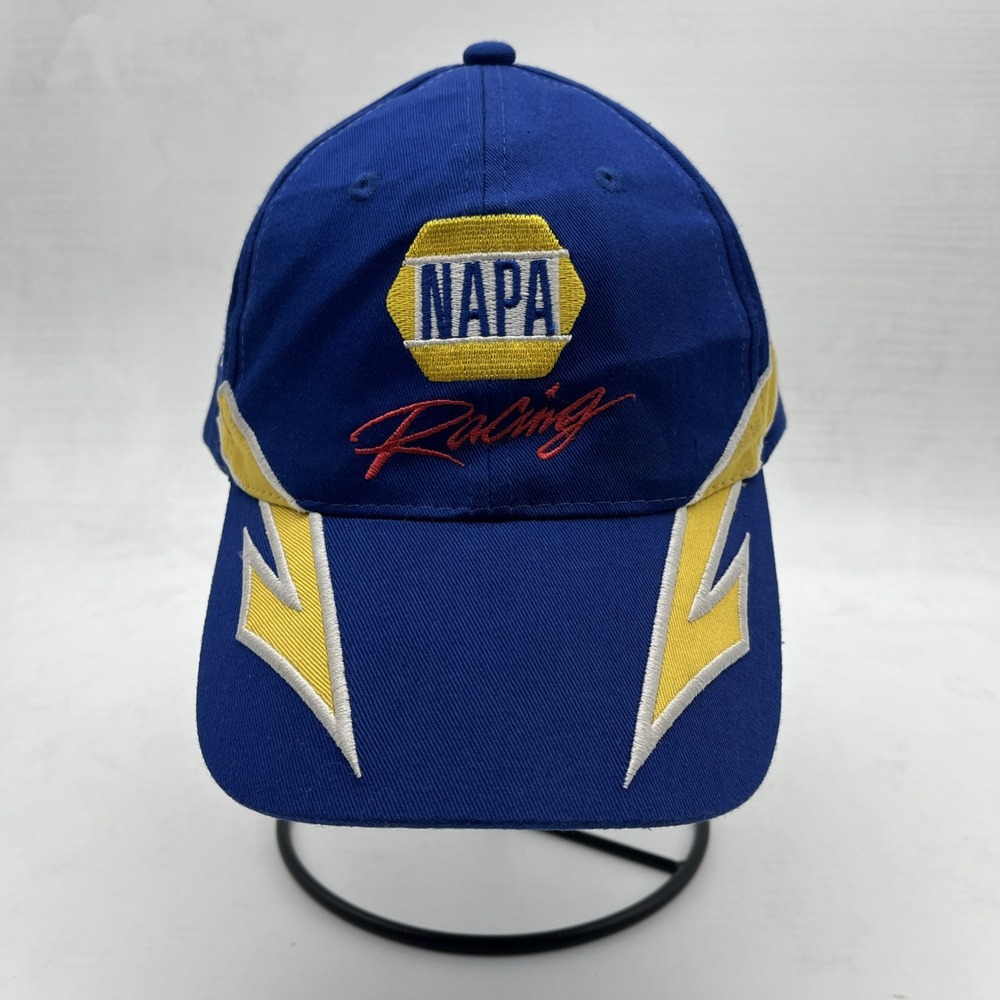 NAPA Racing Strapback Hat Cap Napa Auto Parts Blue Racing Hat NASCAR Yellow VTG